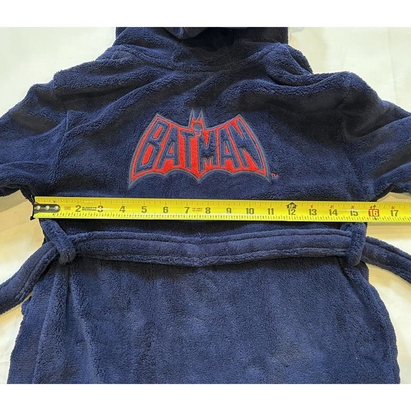 Boy's Batman Robe Gap Kids Blue w/ Bat Symbol Hood Ears Size 4 DC Comics Fuzzy - Picture 6 of 10